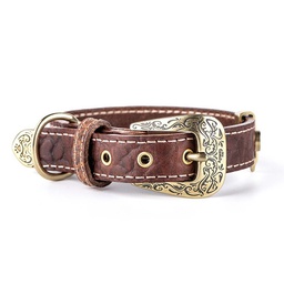 [10092878] DMB - MY FAMILY EL PASO COLLAR LEATHER BRN SM 27-31CM