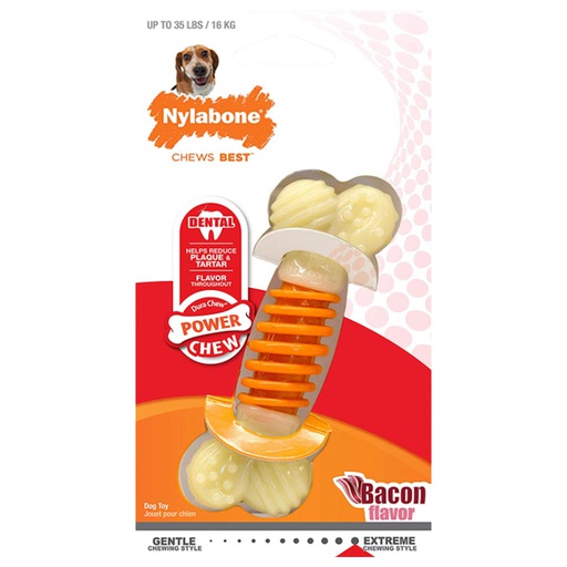 [10012580] DV - NYLABONE DENTAL PRO ACTION POWER CHEW BACON WOLF